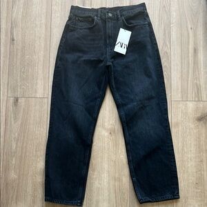 Zara The Straight Cropped Jeans in Antique Black